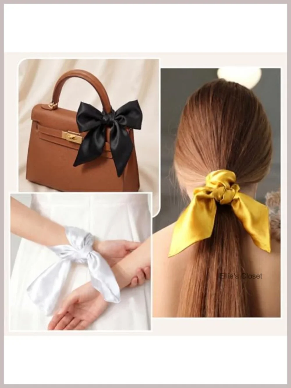 Women's Satin Square Scarf Silk-like Bandana for Head, Neck, Handbag Wrap,